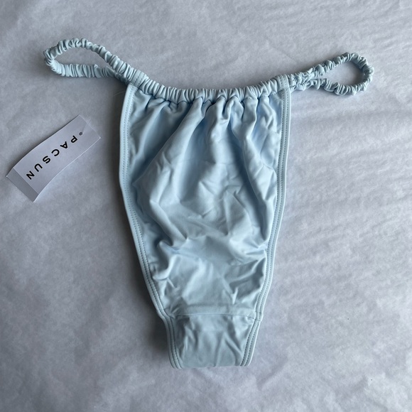 Kendall & Kylie Light Blue Maggie Ruched Bikini Bottom - Picture 3 of 5